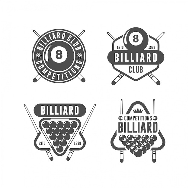 Conjunto de logotipos de diseño de billar