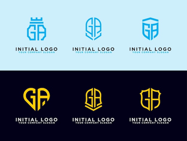 Vector conjunto de logotipos de diseño gráfico moderno, diseño de logotipo ga inspirational para todas las empresas. -vectores