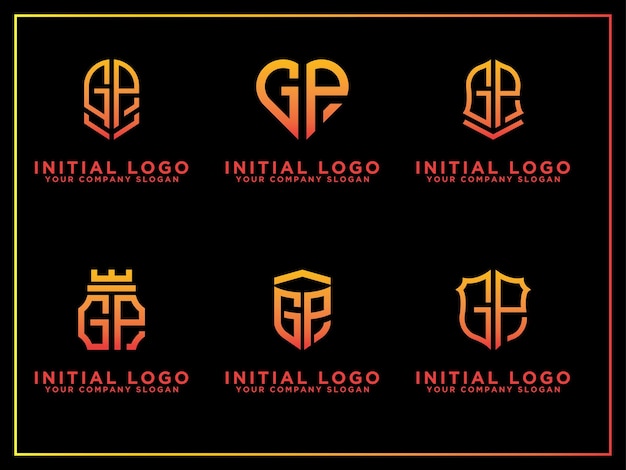 Vector conjunto de logotipos de diseño gráfico moderno, diseño de logotipo gp inspirational para todas las empresas. -vectores