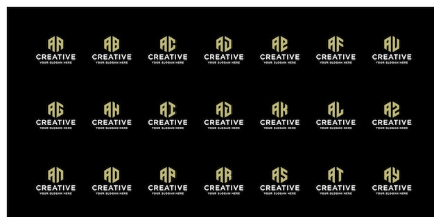 Conjunto de logotipos dorados creativos con una inicial
