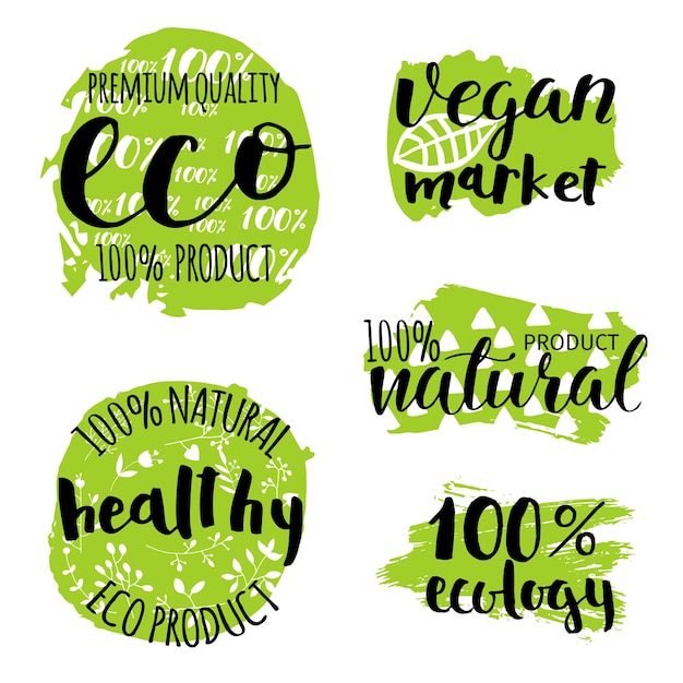 Conjunto de logotipos de eco de ilustración vectorial, etiquetas, insignias