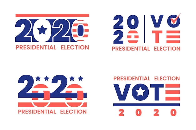 Vector conjunto de logotipos de elecciones presidenciales de 2020 en estados unidos