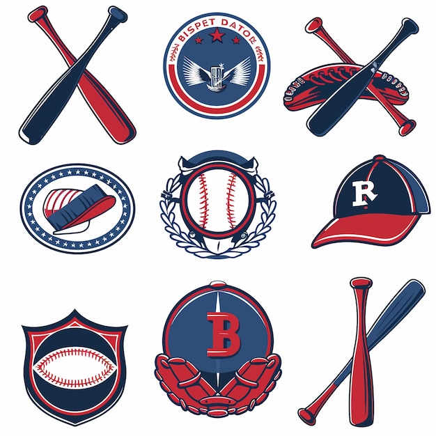 un conjunto de logotipos para un equipo de béisbol y un bate
