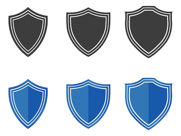 un conjunto de logotipos de escudo con un fondo azul y blanco