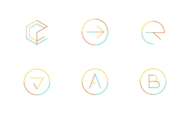 Conjunto de logotipos estilo limpio de línea delgada