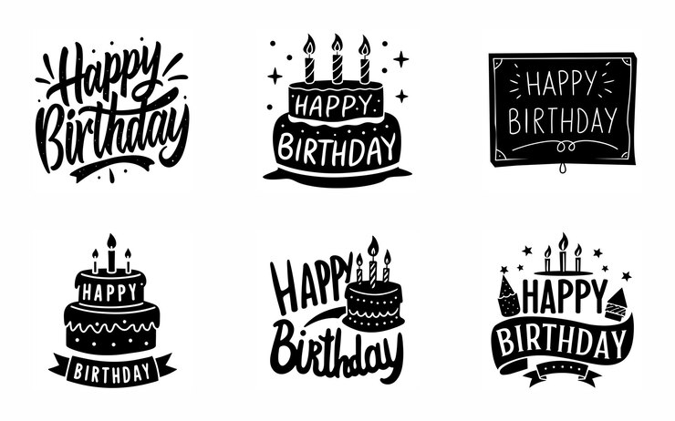 Un conjunto de logotipos para felices cumpleaños