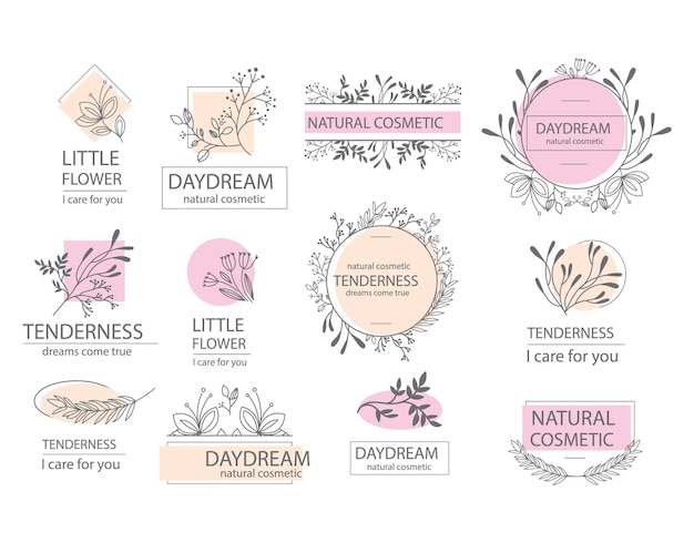 conjunto de logotipos florales