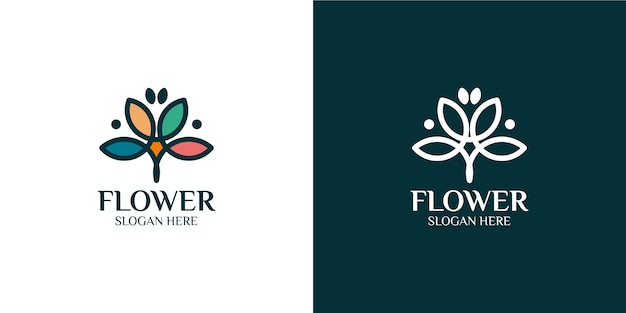 Conjunto de logotipos de flores de colores