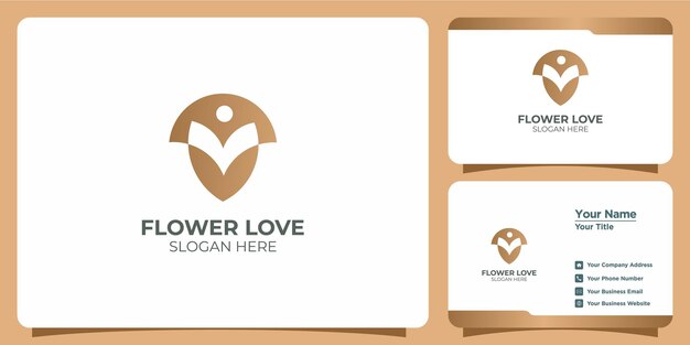 Conjunto de logotipos de flores, una combinación de amor y tarjetas de visita.