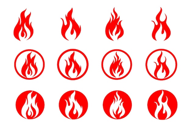 Conjunto de logotipos de fuego y llamas