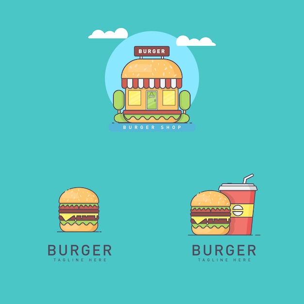 Conjunto de logotipos de hamburguesas