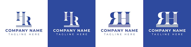 Vector conjunto de logotipos de hr y rh pillar de letras adecuado para negocios con hr y rh relacionados con pillar
