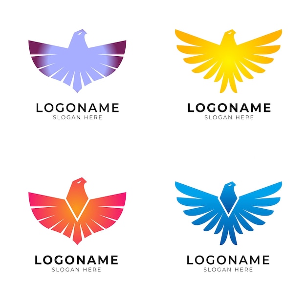 conjunto de logotipos de íconos de alas abstractas