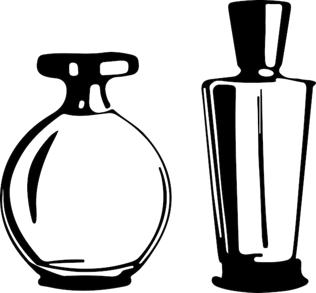 conjunto de logotipos iconos de botellas de perfume de diferentes tamaños y formas, a saber, vector redondo y largo