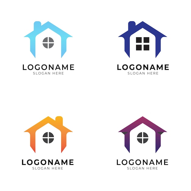 conjunto de logotipos de iconos de casas de residencia