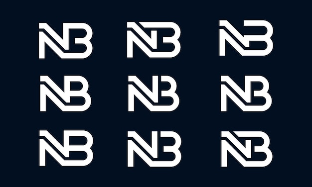 conjunto de logotipos iniciales N y B