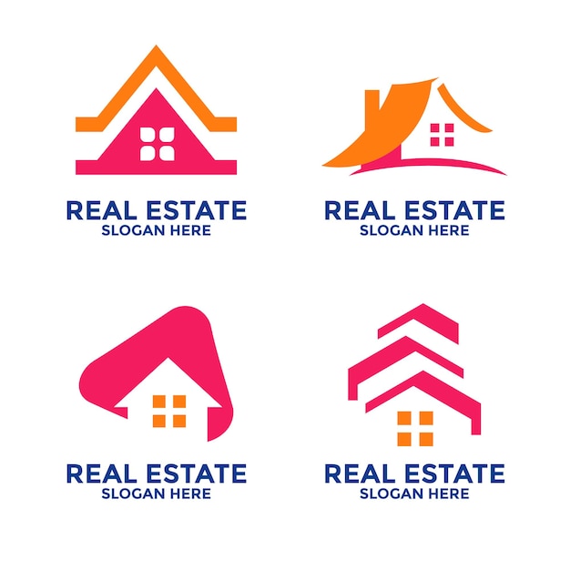 Conjunto de logotipos inmobiliarios para empresas e industriales