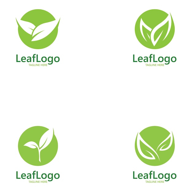 El conjunto de logotipos Leaf Nature Ilustración de la plantilla