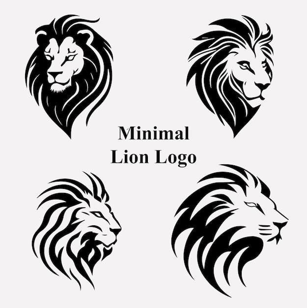 Un conjunto de logotipos de leones con el título logotipo de león mínimo