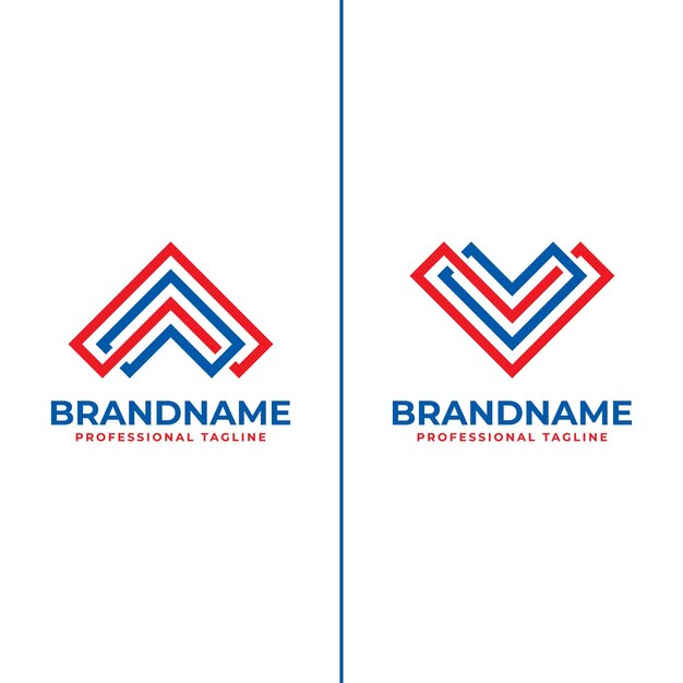 Conjunto de logotipos con letras AA o monograma VV adecuado para cualquier empresa con las iniciales AA o VV
