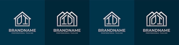 Conjunto de logotipos de letras DI e ID Home Adecuado para cualquier negocio relacionado con el interior de la construcción de bienes raíces con las iniciales DI o ID