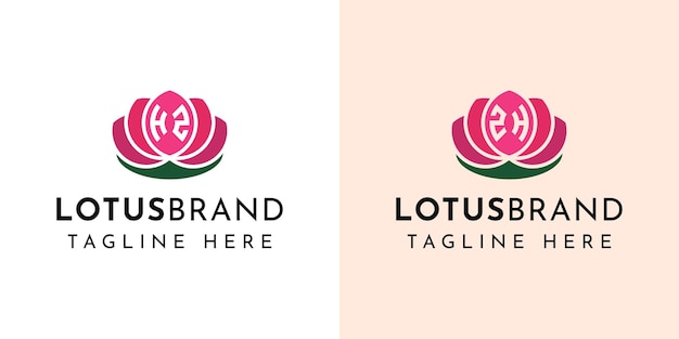 Conjunto de logotipos de letras HZ y ZH Lotus adecuados para negocios relacionados con flores de loto con iniciales HZ o ZH