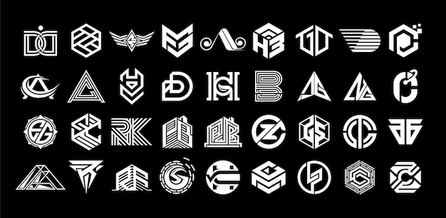 Conjunto de logotipos de letras iniciales de empresas de lujo
