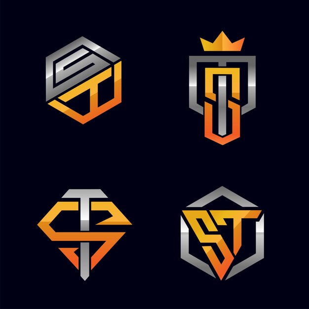 Vector conjunto de logotipos de las letras s y t