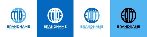 Conjunto de logotipos Letter MO y OM Globe adecuado para cualquier negocio con iniciales MO u OM