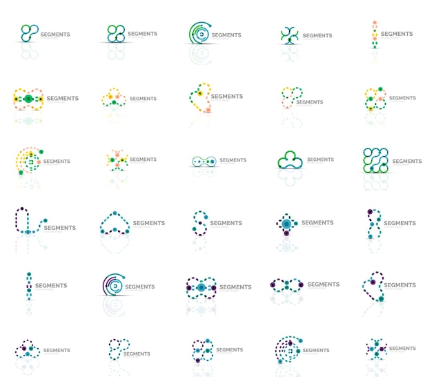 Conjunto de logotipos lineales vectoriales símbolos abstractos geométricos iconos elegantes
