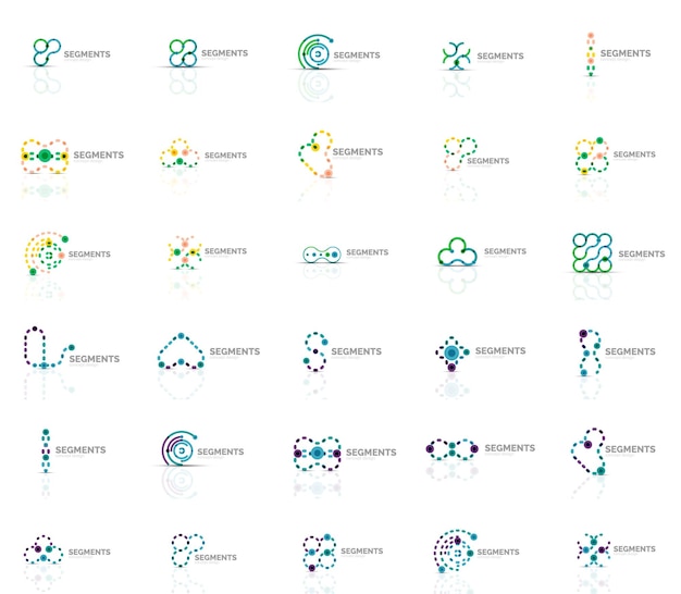 Conjunto de logotipos lineales vectoriales símbolos abstractos geométricos iconos elegantes