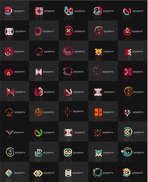 Vector conjunto de logotipos lineales vectoriales símbolos abstractos geométricos iconos elegantes