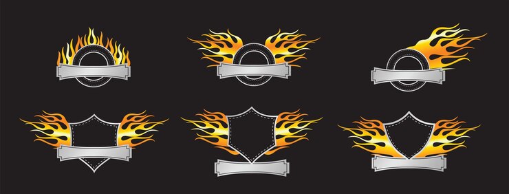 Vector conjunto de logotipos de llamas vectoriales