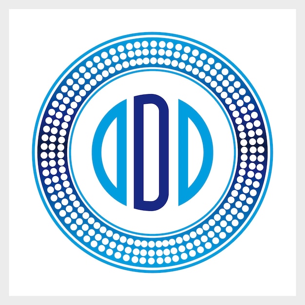 Conjunto de logotipos de lujo Diseño de monograma caligráfico para la identidad de marca Premium azul en estilo de círculos punteados