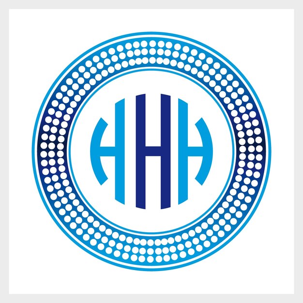 Conjunto de logotipos de lujo Diseño de monograma caligráfico para la identidad de marca Premium azul en estilo de círculos punteados