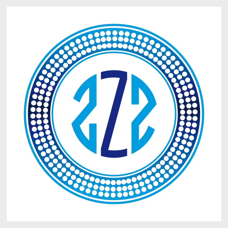 Vector conjunto de logotipos de lujo diseño de monograma caligráfico para la identidad de marca premium azul en estilo de círculos punteados