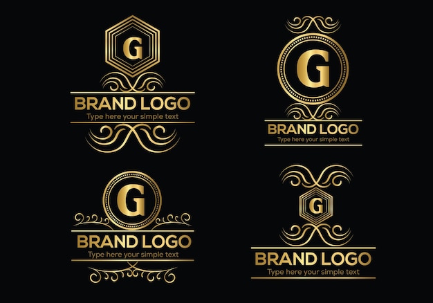 Vector un conjunto de logotipos para una marca llamada g
