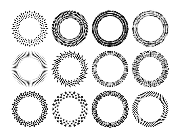 Conjunto de logotipos de marco circular de forma básica moderna