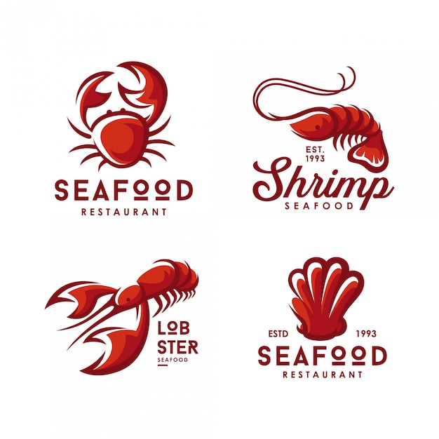 Conjunto de logotipos de mariscos