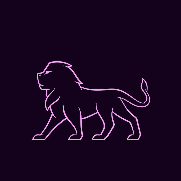 Conjunto de logotipos minimalistas de leones con diseños en fondos vibrantes