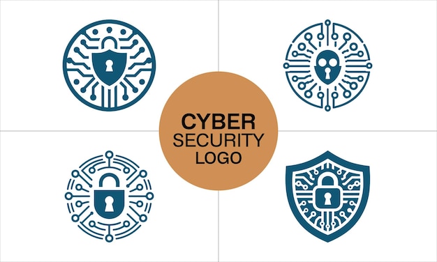 Conjunto de logotipos modernos de ciberseguridad