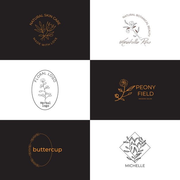 Conjunto de logotipos naturales y botánicos