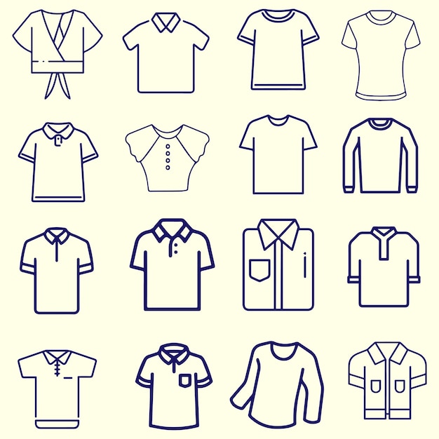Conjunto de logotipos o iconos vectoriales de camisetas