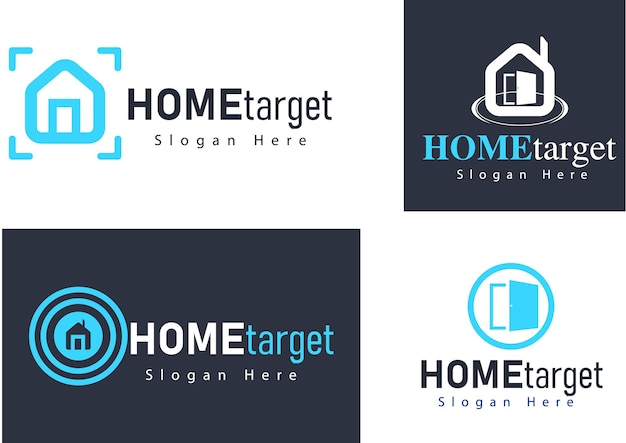 Un conjunto de logotipos para el objetivo principal, un objetivo principal, una página principal, una casa, una casa, una casa, una casa, una casa, una casa, una casa, una