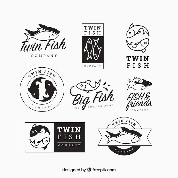 Conjunto de logotipos de peces para empresas