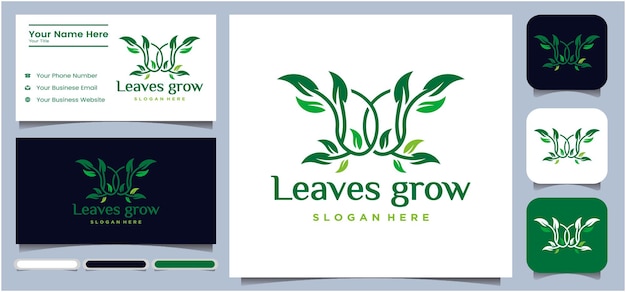 conjunto de logotipos de plantas Círculo simple Naturaleza Hojas Naturaleza y medio ambiente Hoja verde Diseño de logotipos