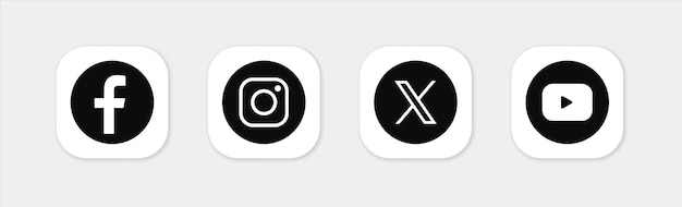 Conjunto de logotipos de redes sociales con fondo blanco Colección de iconos de redes sociales