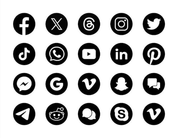 Vector conjunto de logotipos de redes sociales con fondo blanco colección de iconos de redes sociales