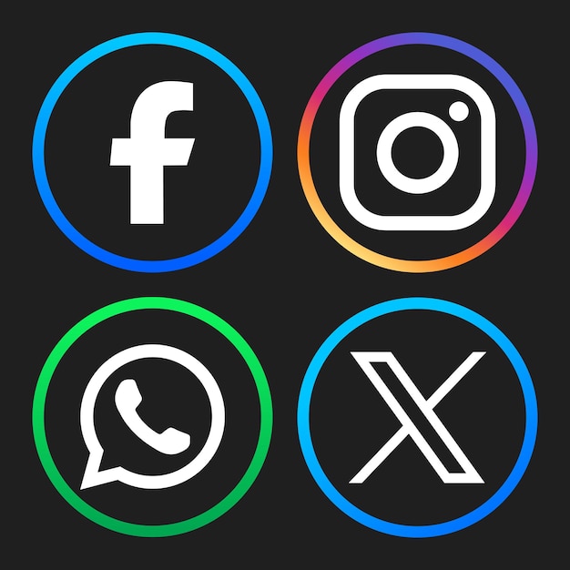 Vector conjunto de logotipos de redes sociales en gradiente