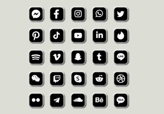Conjunto de logotipos de redes sociales